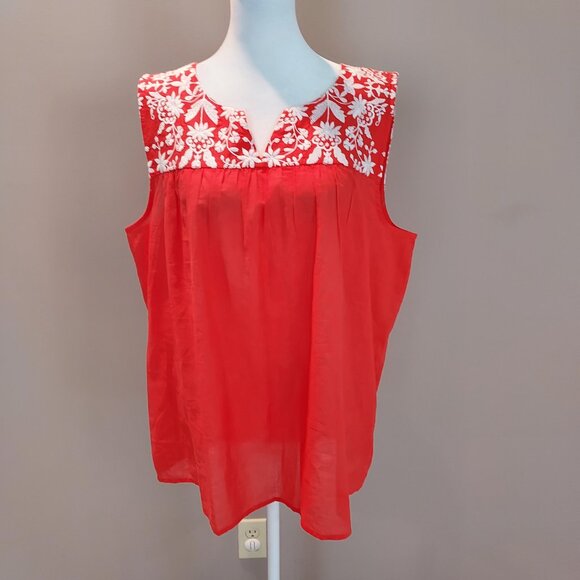 Talbots Embroidered Voile Shell Top Size XL - Picture 9 of 10